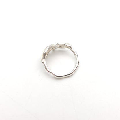 Sterling Silver Brushed Effect Two Leaf Naturalistic Band Ring