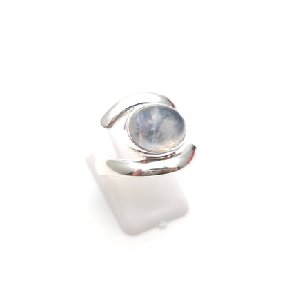 Sterling Silver Modern Statement Swirly Moonstone Cabochon Ring