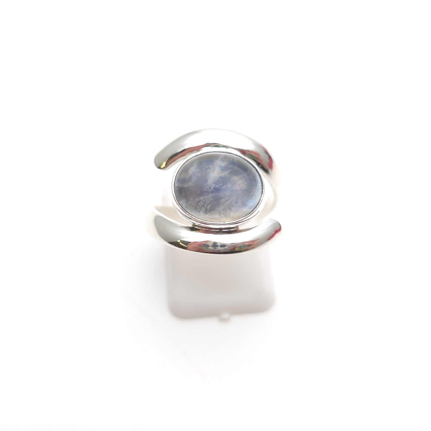 Sterling Silver Modern Statement Swirly Moonstone Cabochon Ring
