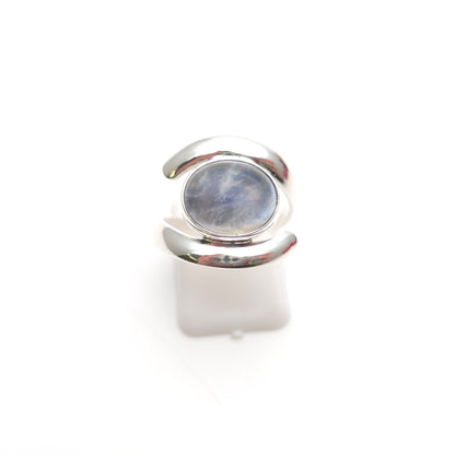 Sterling Silver Modern Statement Swirly Moonstone Cabochon Ring