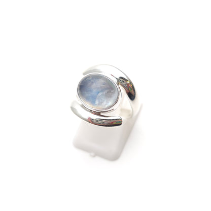 Sterling Silver Modern Statement Swirly Moonstone Cabochon Ring