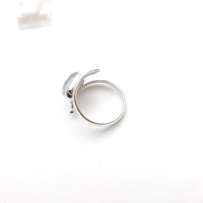 Sterling Silver Modern Statement Swirly Moonstone Cabochon Ring