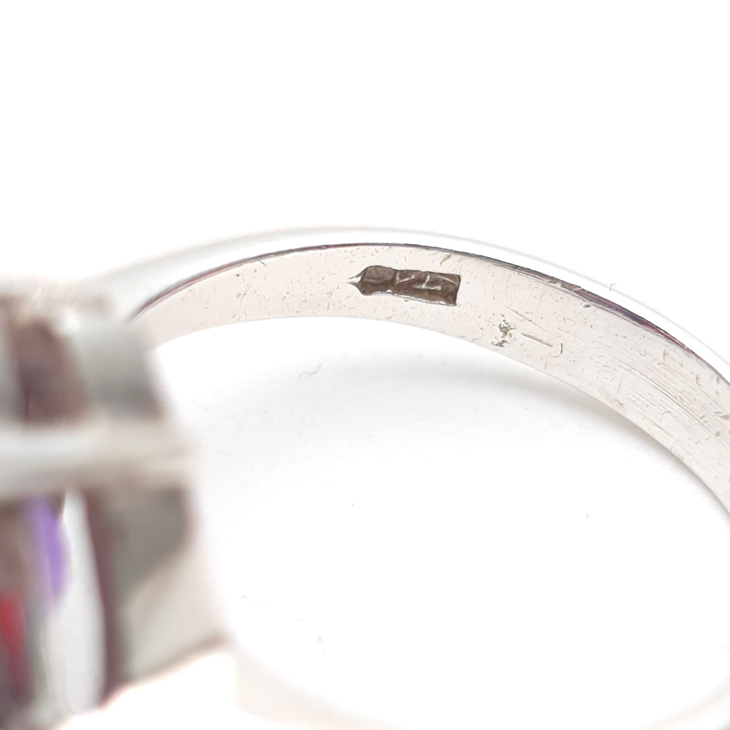 Sterling Silver Large Pear Cut Amethyst Solitaire Cocktail Ring