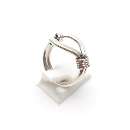 Sterling Silver Large Chunky Statement Loop / Hook Knot Ring