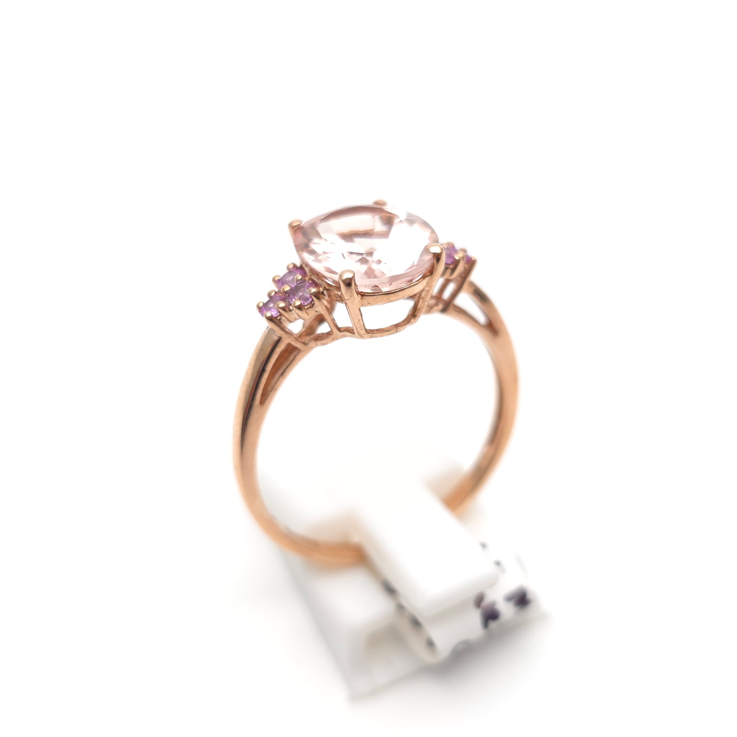 9ct Rose Gold Oval Cut Morganite And Pink Stone Statement Cocktail Ring