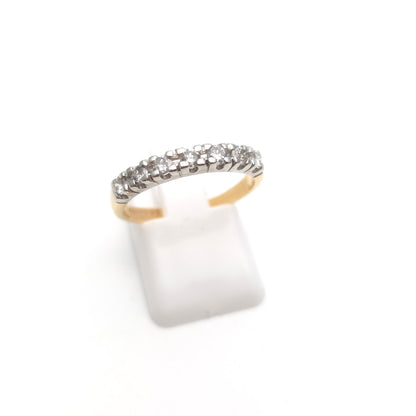 9ct Two Tone Gold Diamond 7 Stone Half Eternity Row Ring