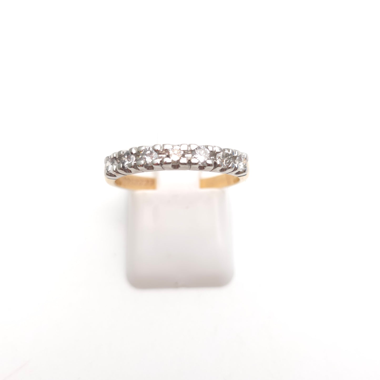 9ct Two Tone Gold Diamond 7 Stone Half Eternity Row Ring