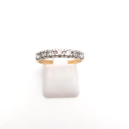 9ct Two Tone Gold Diamond 7 Stone Half Eternity Row Ring