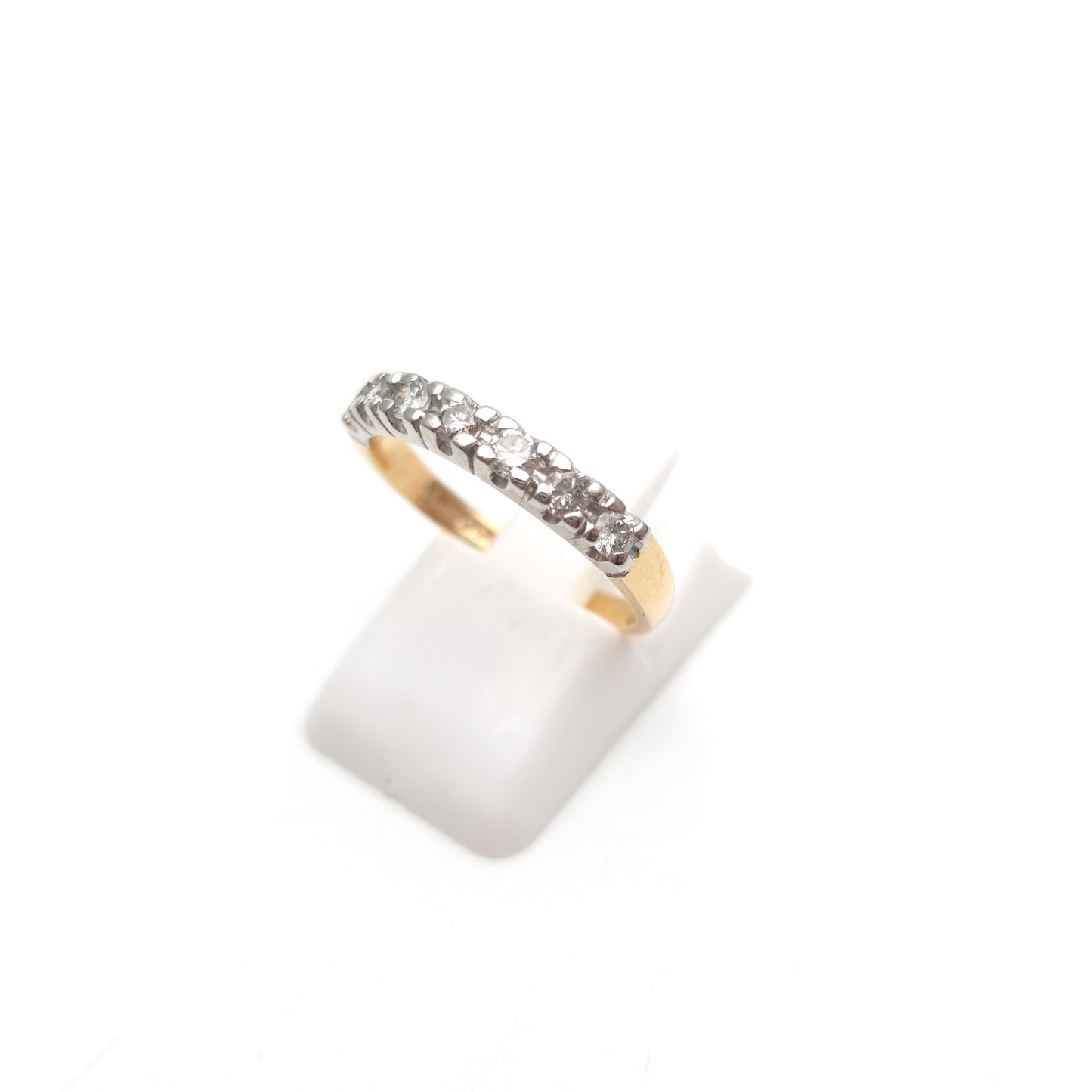 9ct Two Tone Gold Diamond 7 Stone Half Eternity Row Ring