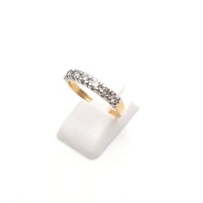 9ct Two Tone Gold Diamond 7 Stone Half Eternity Row Ring