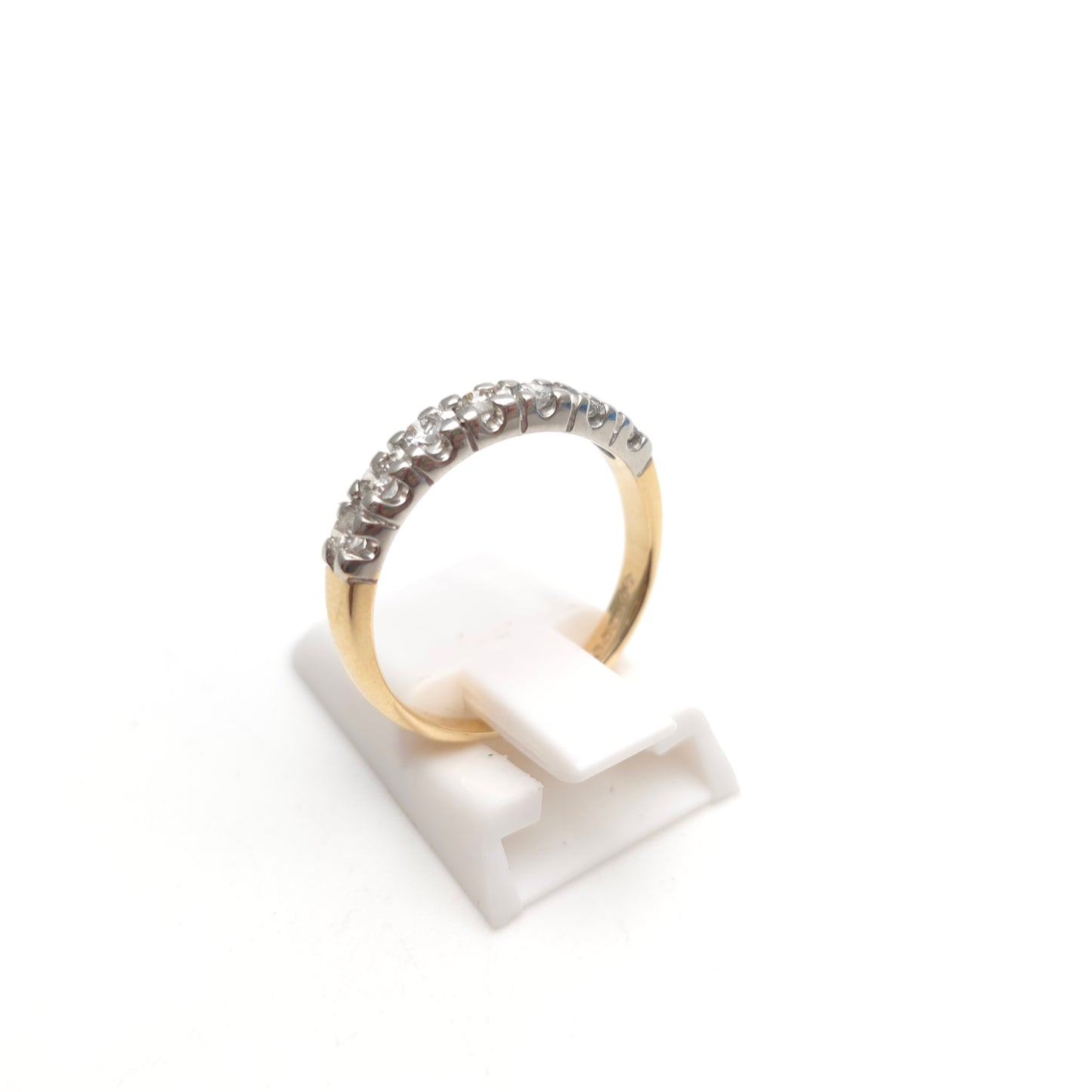 9ct Two Tone Gold Diamond 7 Stone Half Eternity Row Ring