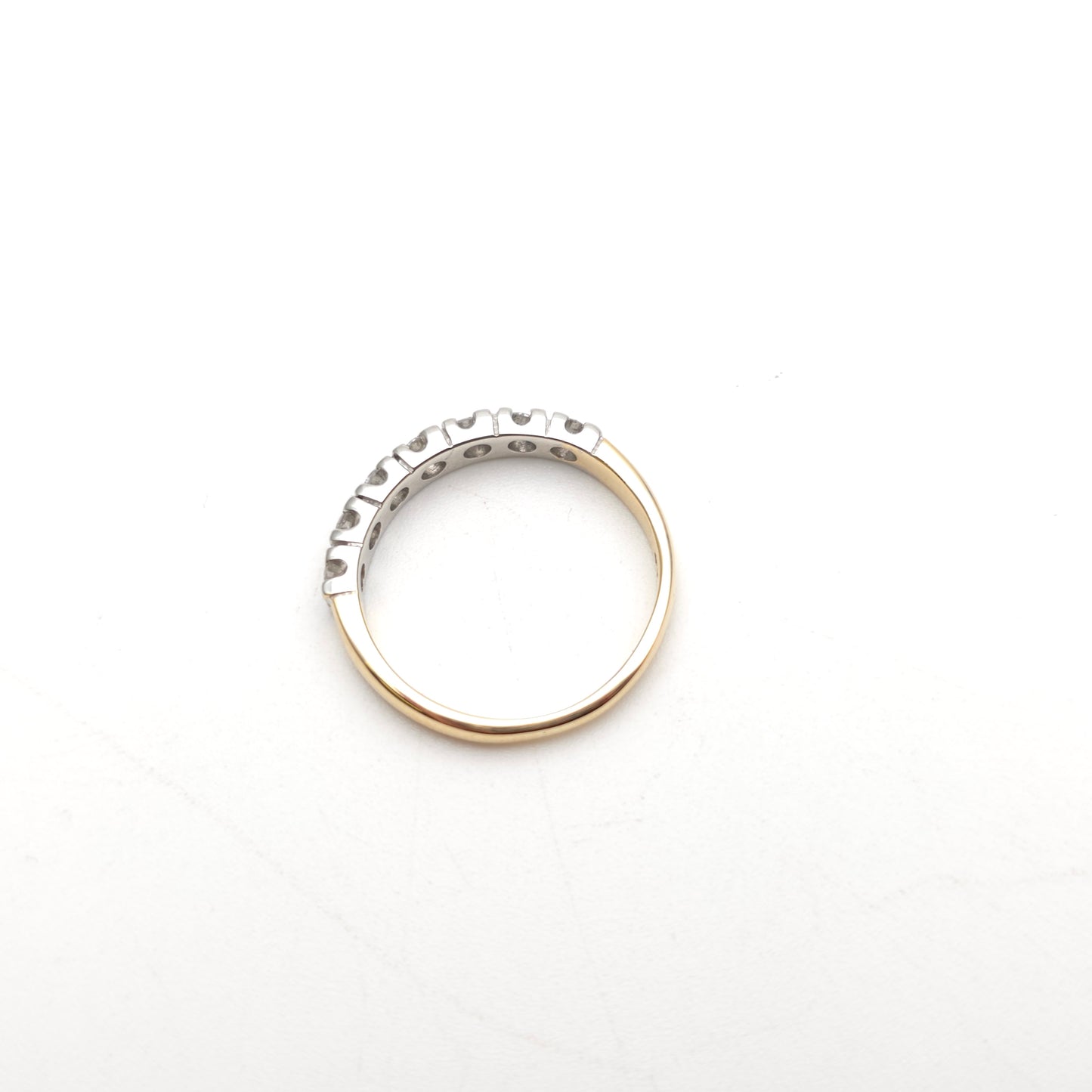 9ct Two Tone Gold Diamond 7 Stone Half Eternity Row Ring