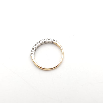 9ct Two Tone Gold Diamond 7 Stone Half Eternity Row Ring