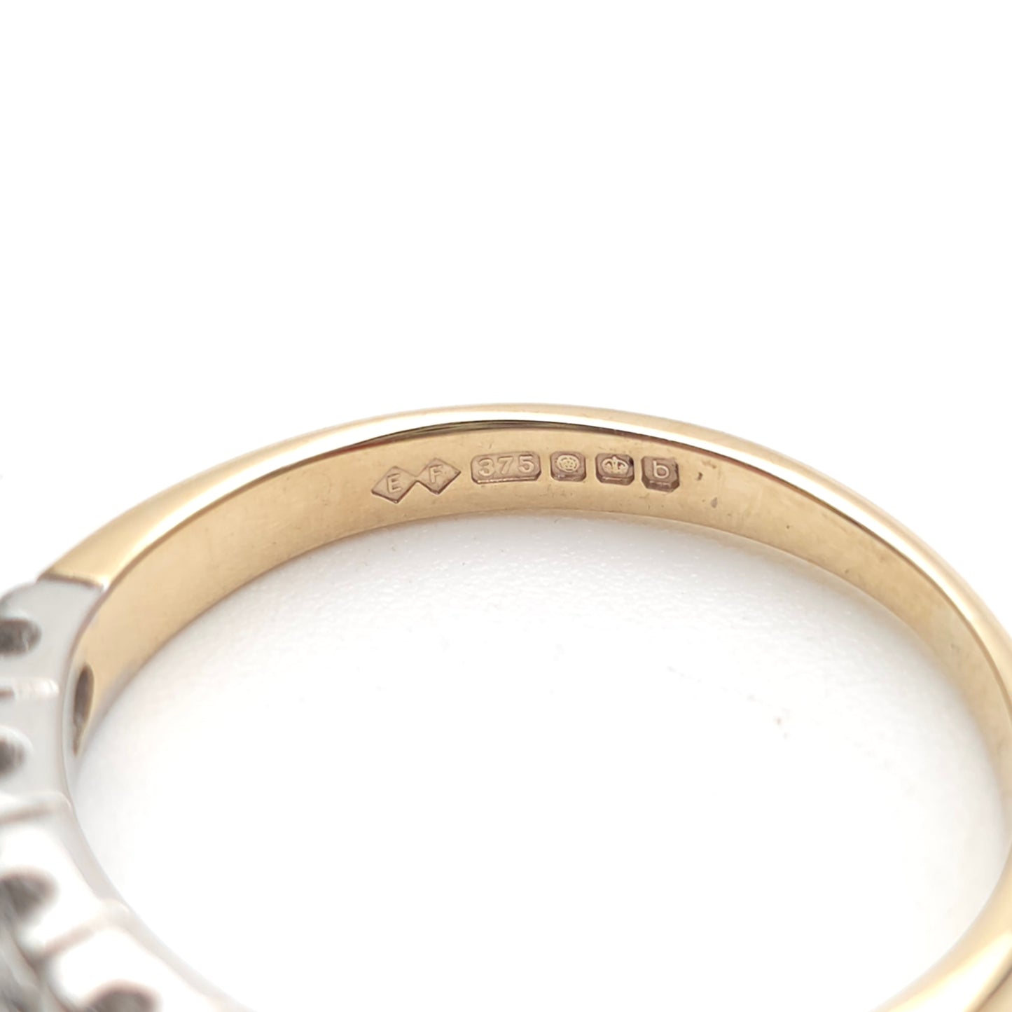 9ct Two Tone Gold Diamond 7 Stone Half Eternity Row Ring