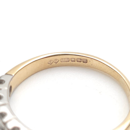 9ct Two Tone Gold Diamond 7 Stone Half Eternity Row Ring