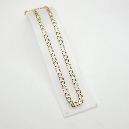 9ct Yellow Gold Vintage 3+1 Chunky Filed Figaro Chain 59cm / 23"
