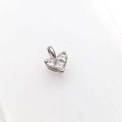 18ct White Gold Extra Small Diamond Set Heart Pendant Piece 0.25TCW