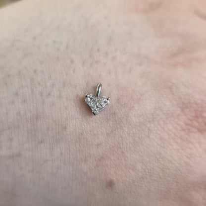 18ct White Gold Extra Small Diamond Set Heart Pendant Piece 0.25TCW