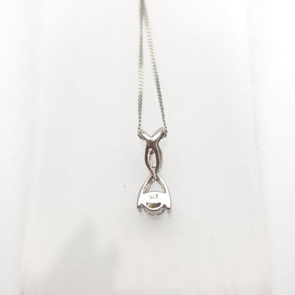 9ct White Gold Lightweight Twist Style Cubic Zirconia Pendant And Chain Necklace