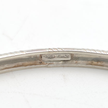 Sterling Silver Round Domed Striped Pattern Bangle