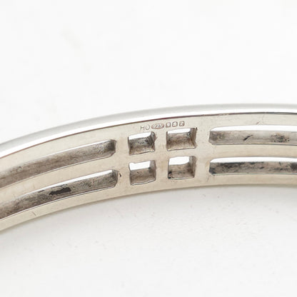Sterling Silver Vintage Art Deco Mackintosh Style Cut-out Detailed Bangle