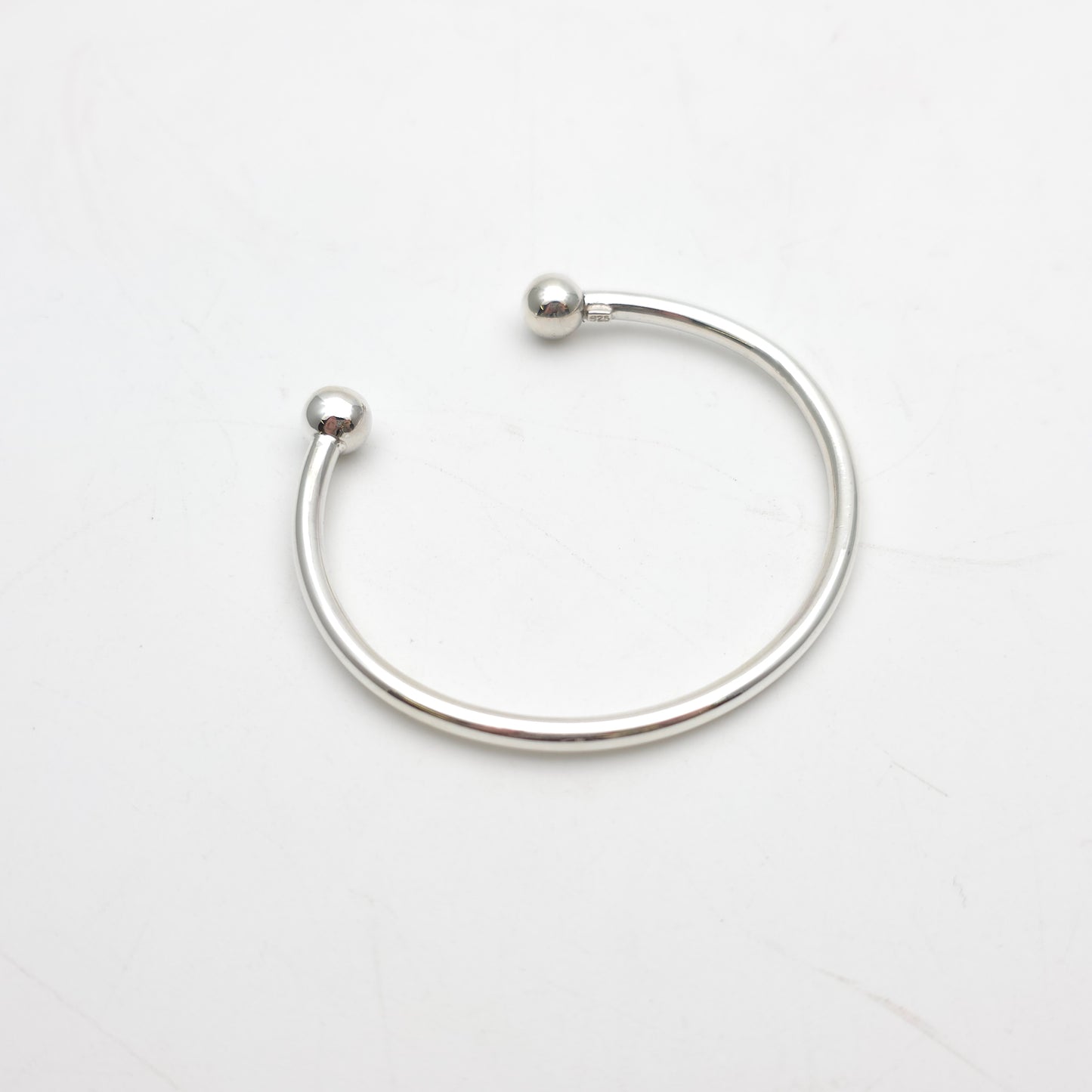 Sterling Silver Traditional Ball End Torque Bangle