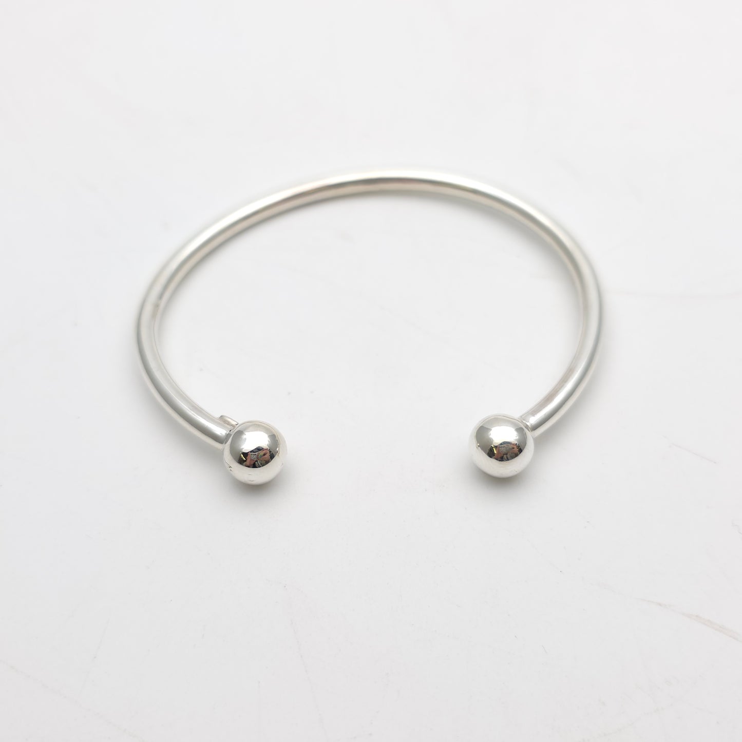 Sterling Silver Traditional Ball End Torque Bangle