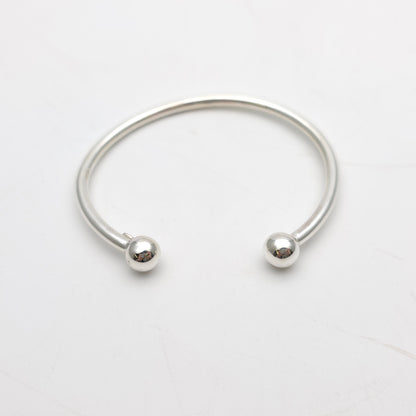 Sterling Silver Traditional Ball End Torque Bangle