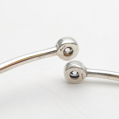 Sterling Silver Two Cubic Zirconia CZ Set Open Crossover Bangle