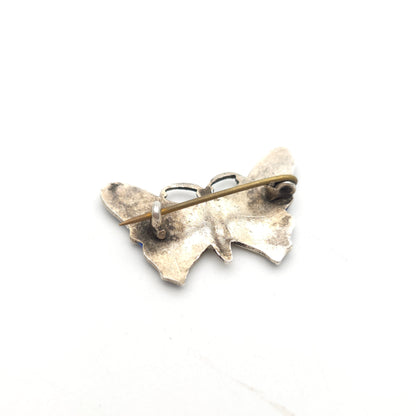 Sterling Silver Vintage Blue, White and Yellow Enamel Butterfly Brooch