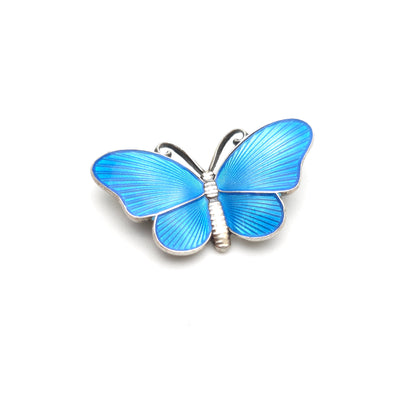Sterling Silver Antique Ivar Holth Blue Norwegian Enamel Butterfly Brooch