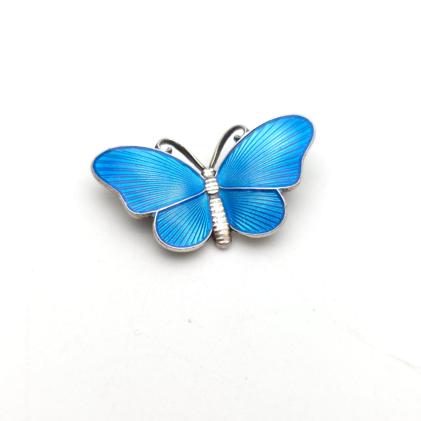 Sterling Silver Antique Ivar Holth Blue Norwegian Enamel Butterfly Brooch