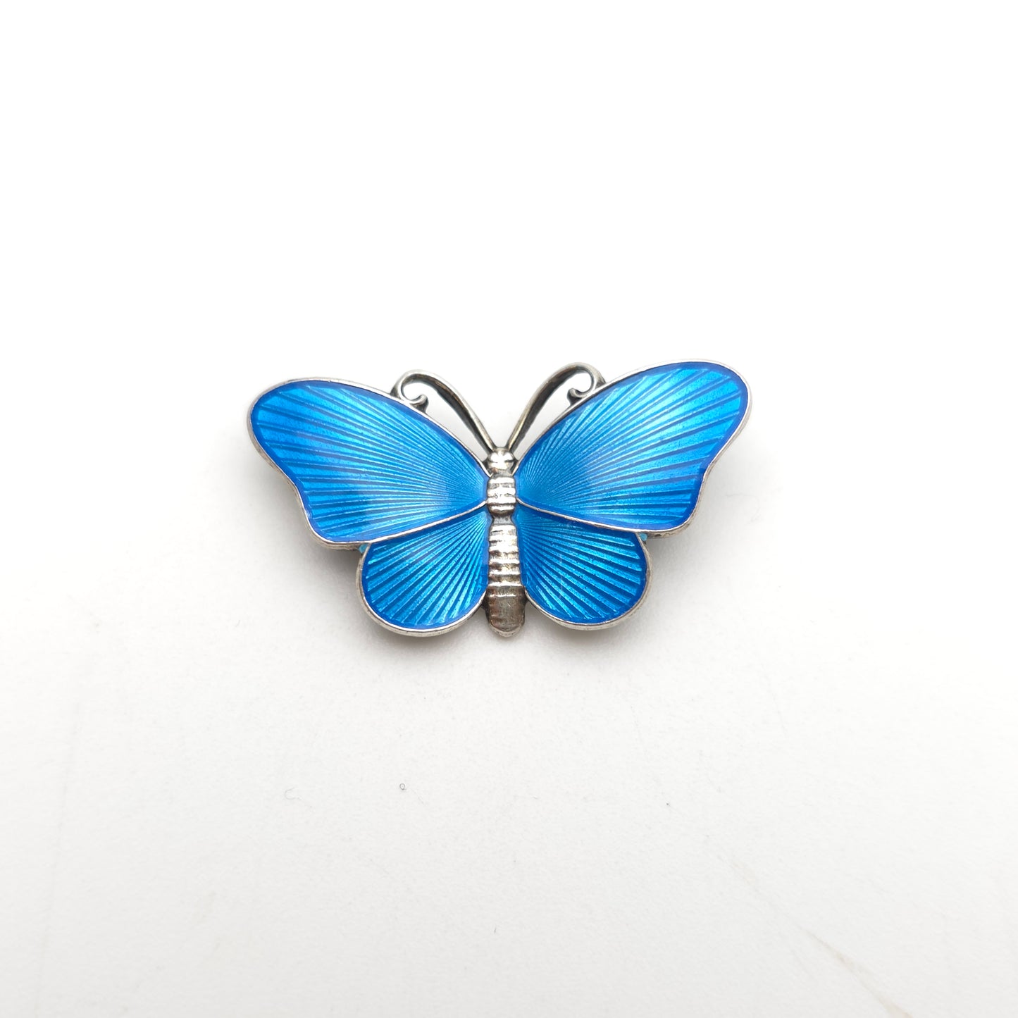 Sterling Silver Antique Ivar Holth Blue Norwegian Enamel Butterfly Brooch