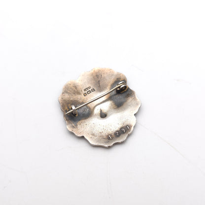 Sterling Silver Antique JA&S Dark Purple Pansy Flower Enamel Brooch