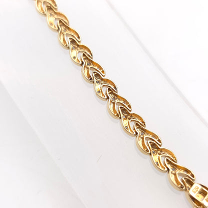 9ct Yellow Gold Vintage Diamond Set Link Braided / Plaited Style Link Bracelet