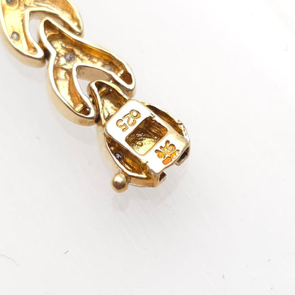 9ct Yellow Gold Vintage Diamond Set Link Braided / Plaited Style Link Bracelet