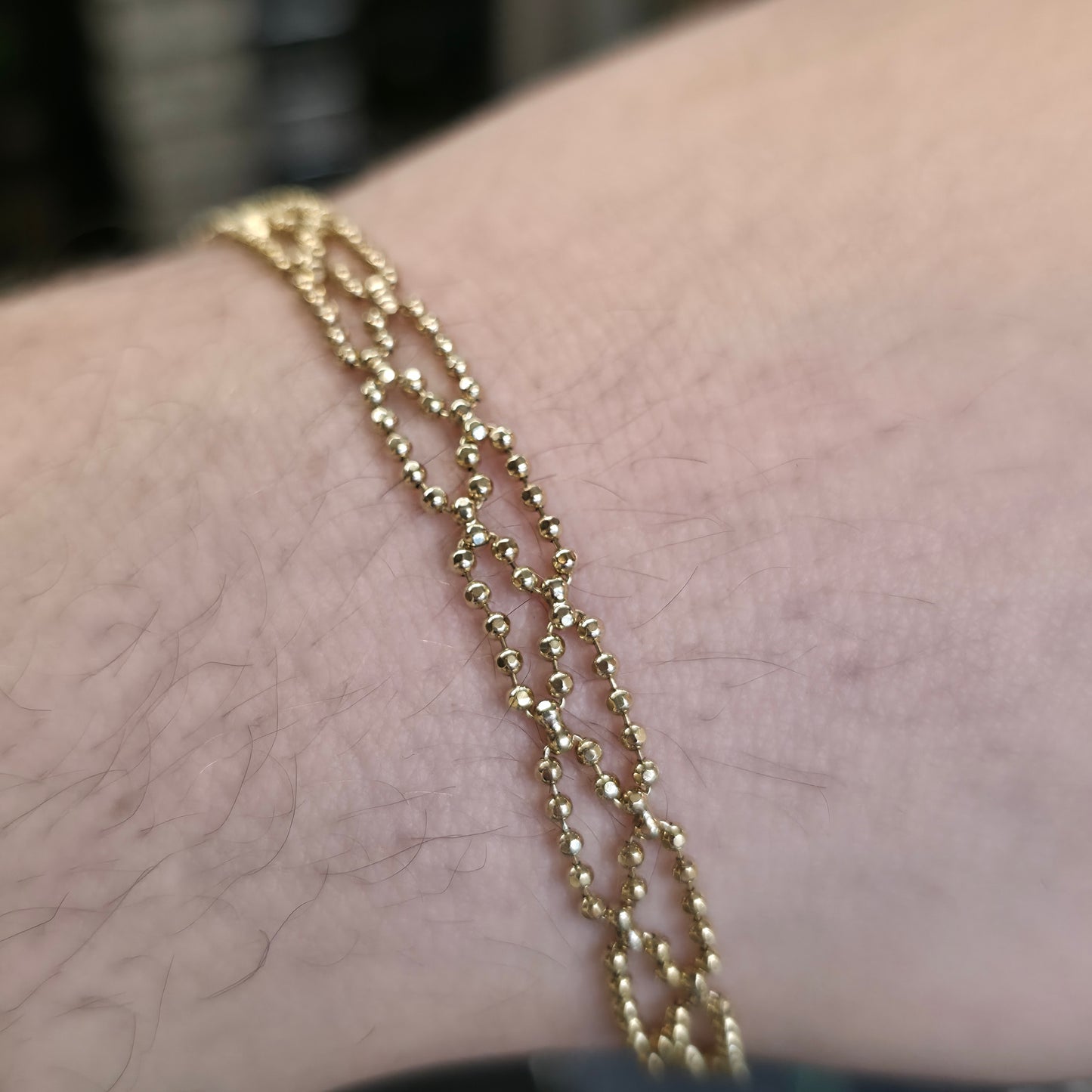 9ct Yellow Gold Lightweight Vintage Beaded Openwork Fancy Bracelet