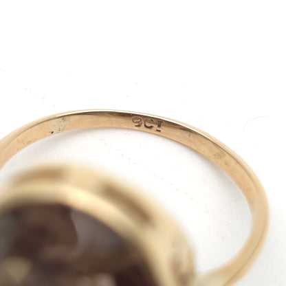 9ct Yellow Gold Vintage Oval Cut Smoky Quartz Solitaire Cocktail Ring