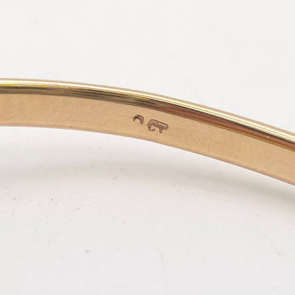 15ct Yellow Gold Round Foliate Engraved Panel With 9ct Polished Band Bangle