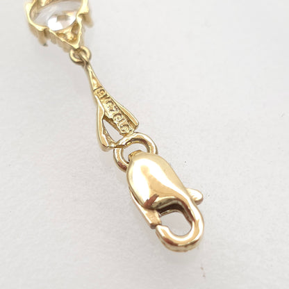 9ct Yellow Gold Wavy Link And White Stone Cluster Link Delicate Bracelet