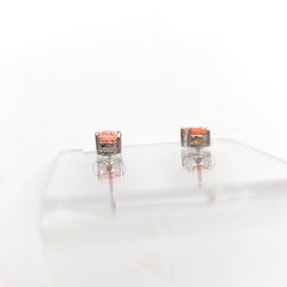 18ct White Gold Oval Cut Orange Sapphire Solitaire Stud Earrings