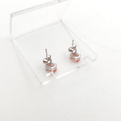 18ct White Gold Oval Cut Orange Sapphire Solitaire Stud Earrings