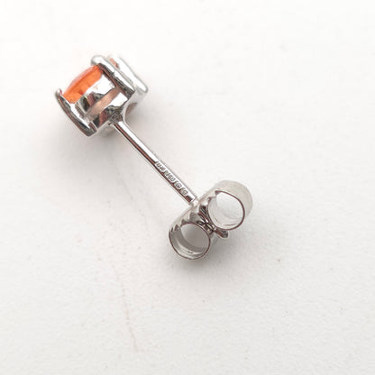 18ct White Gold Oval Cut Orange Sapphire Solitaire Stud Earrings