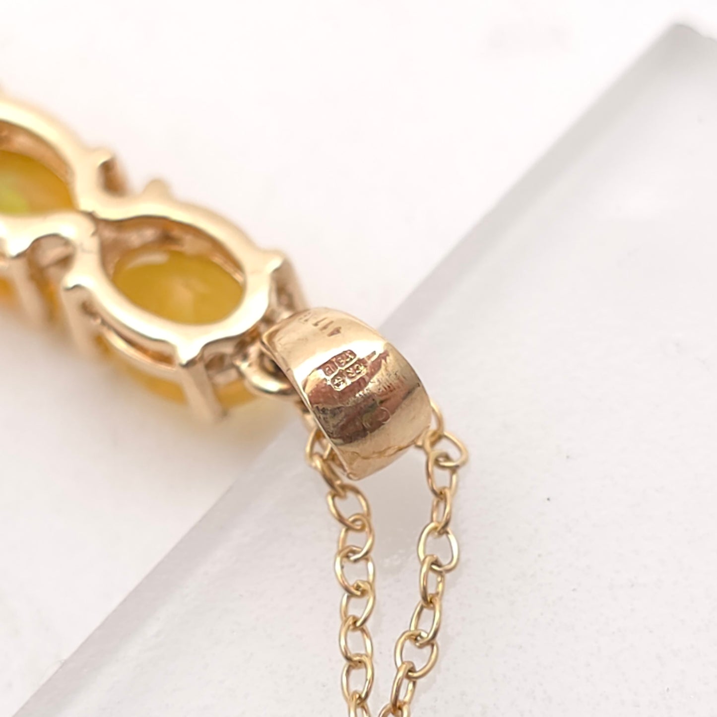 9ct Yellow Gold Three Stone Oval Cut Yellow Opal Pendant And Chain Necklace