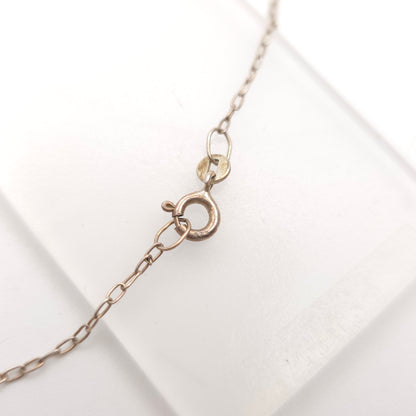 Sterling Silver Antique Blue Enamel Fob Pendant And Chain Necklace