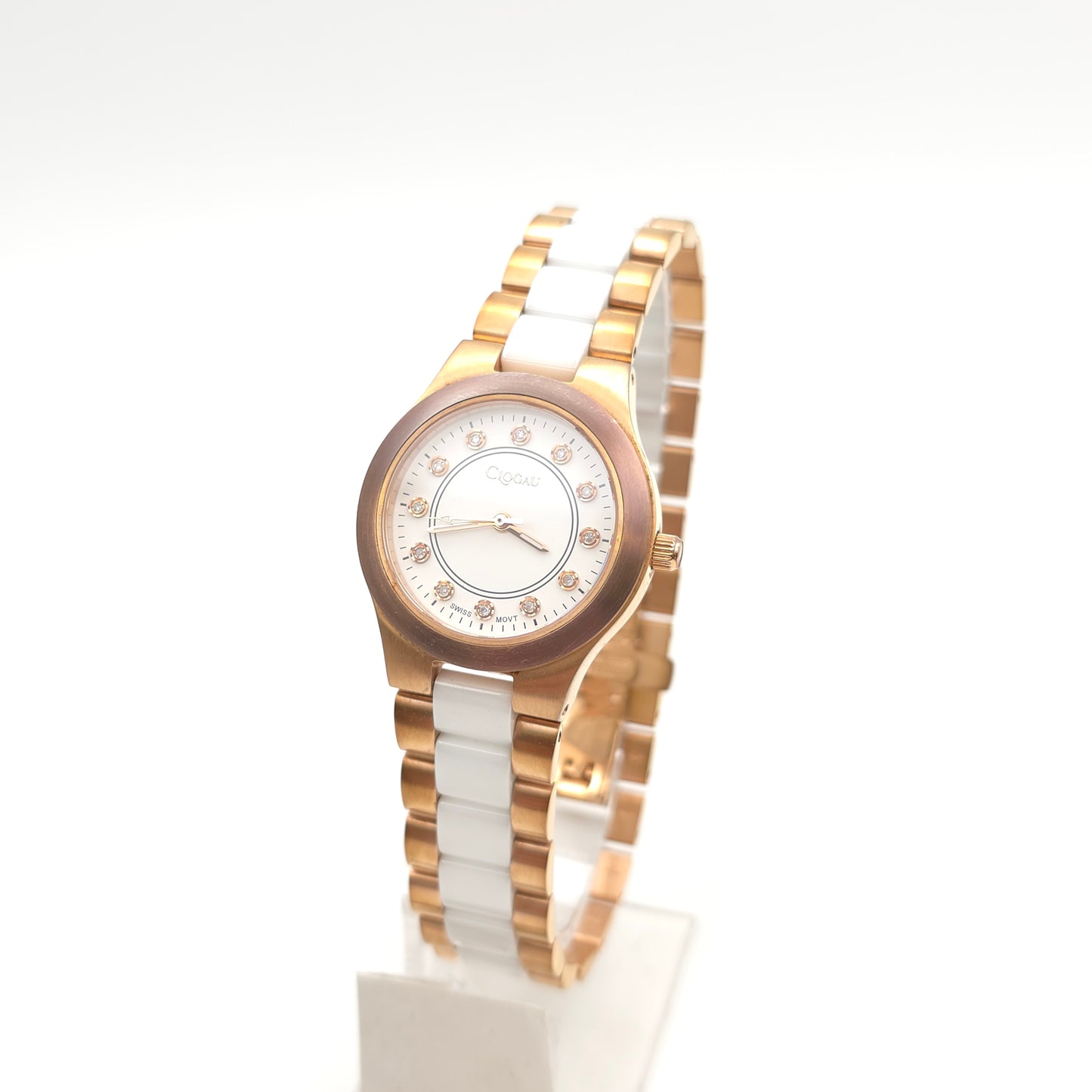 Ladies Clogau Rose Gold Coloured Case And White Ceramic Quartz Watch