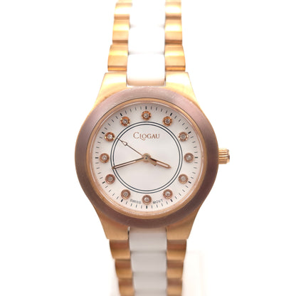 Ladies Clogau Rose Gold Coloured Case And White Ceramic Quartz Watch