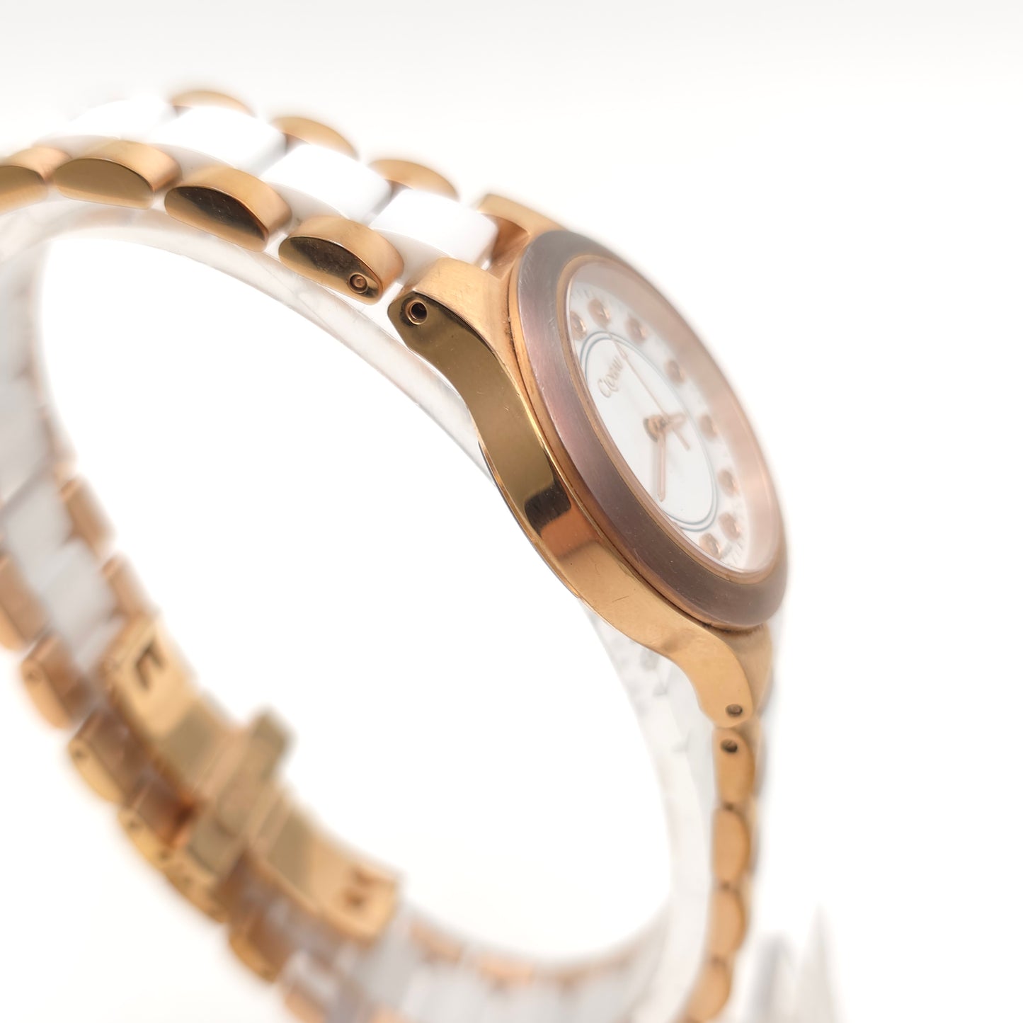 Ladies Clogau Rose Gold Coloured Case And White Ceramic Quartz Watch