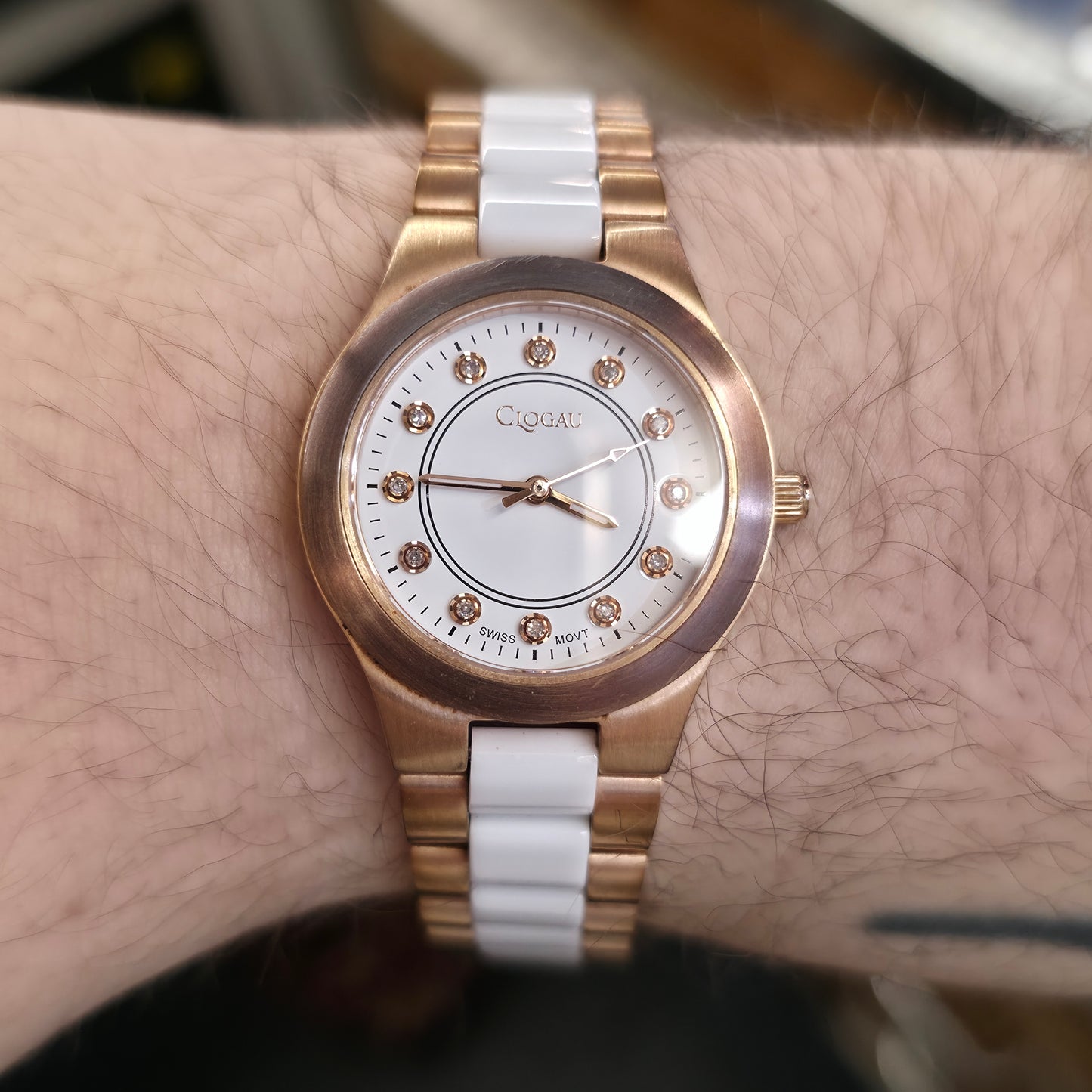 Ladies Clogau Rose Gold Coloured Case And White Ceramic Quartz Watch