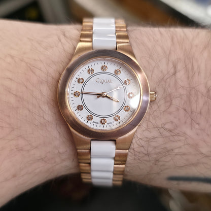 Ladies Clogau Rose Gold Coloured Case And White Ceramic Quartz Watch